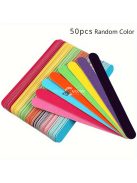 50 darab Profi Kétoldalas Fa Körömreszelő Erős Csiszolópapírral, Illatmentes Manikűr és Polírozó Eszközök és Kiegészítők