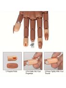 Manikűr edzőmodell kéz rugalmas ujjakkal - Állítható körömdíszítő gyakorló bábu, hipoallergén körömtechnikus eszköz szorítóval, 100 db körömtippet tartalmaz kezdőknek és profiknak, professzionális manikűr gyakorló eszköz