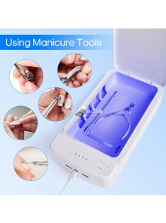  Hordozható kék fényes köröm-sterilizátor USB csatlakozással – ideális otthoni manikűrhöz és szalon használatra!