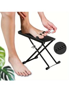   Állítható 4 magasságú, csúszásmentes fekete pedikűr lábtartó állvány, hordozható és összecsukható lábujj köröm tartó platform