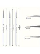 Körömfestő Csíkecset Készlet - 3 db Finom és Vékony Vonalú Precíziós Gél Köröm Ecsetek, Illatmentes Körömdíszítő Eszközök, Átlátszó 3 Darabos Készlet