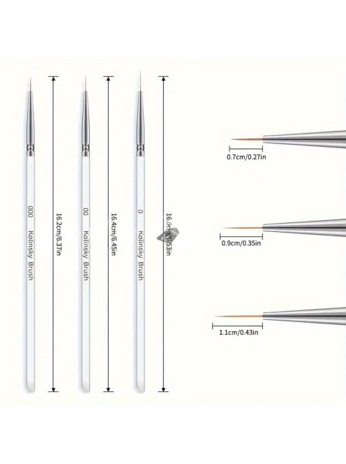 Körömfestő Csíkecset Készlet - 3 db Finom és Vékony Vonalú Precíziós Gél Köröm Ecsetek, Illatmentes Körömdíszítő Eszközök, Átlátszó 3 Darabos Készlet