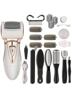   Újratölthető elektromos lábreszelő és bőrkeményedés eltávolító készlet pedikűrhöz