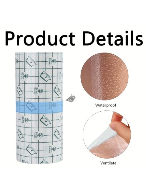 Vízálló zuhanygipsz tekercs (15 cm x 2 m) - Tetoválás bőrvédő párna, illatmentes hidratáló zokni úszáshoz, sporthoz és zuhanyozáshoz, bőrbarát védelem és kényelem