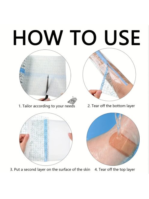 Vízálló zuhanygipsz tekercs (15 cm x 2 m) - Tetoválás bőrvédő párna, illatmentes hidratáló zokni úszáshoz, sporthoz és zuhanyozáshoz, bőrbarát védelem és kényelem