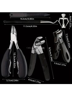   6 darabos körömcsipesz és pedikűr készlet ívelt pengékkel, benőtt körömreszelővel és szögletes vágókkal - Szagmentes manikűr eszközök minden körömtípushoz