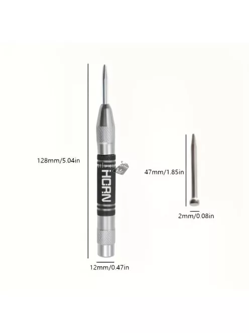 1 db szuper erős, ötvözet, volfrámacél hegyű automata centrális lyukasztó – állítható rugós fém fúrószerszám famegmunkáláshoz és precíz jelöléshez