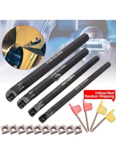   4db 7/8/10/12mm SCLCR 95° esztergáló fúrószár szerszámtartó készlet + 10db CCMT0602 forgácsoló penge + 4db T8 csavarkulcs készlet esztergáláshoz