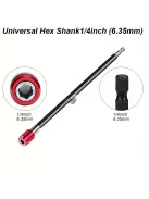 Extra Hosszú Mágneses Hatlapú Fúrószár Tartó - Gyorskioldás, Precíziós Fúrási Kiegészítővel