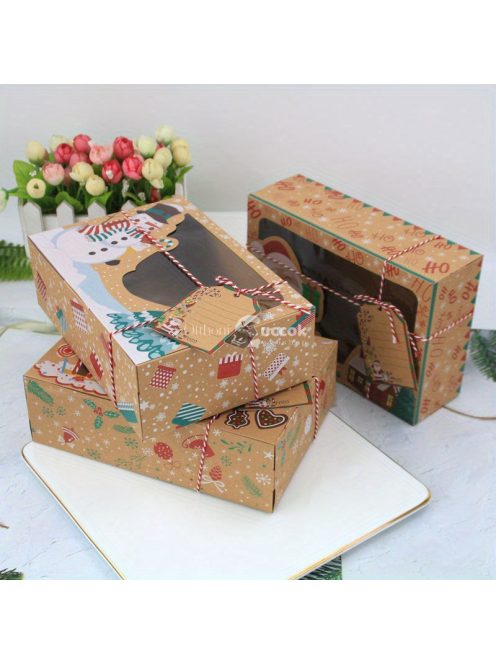 27 darabos Karácsonyi Sütemény Ajándékdoboz Készlet PVC Ablakos Díszdobozban