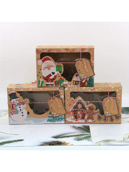 27 darabos Karácsonyi Sütemény Ajándékdoboz Készlet PVC Ablakos Díszdobozban