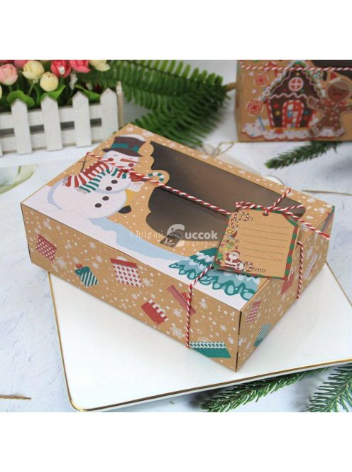 27 darabos Karácsonyi Sütemény Ajándékdoboz Készlet PVC Ablakos Díszdobozban