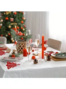   10 darab Nemez Evőeszköz Tartó Karácsonyfához, Piros és Zöld Karácsonyi Filc Evőeszköz Táska Ünnepi Vacsorapartik Dekorációhoz - Zöld