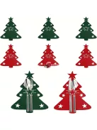 10 darab Nemez Evőeszköz Tartó Karácsonyfához, Piros és Zöld Karácsonyi Filc Evőeszköz Táska Ünnepi Vacsorapartik Dekorációhoz - Zöld