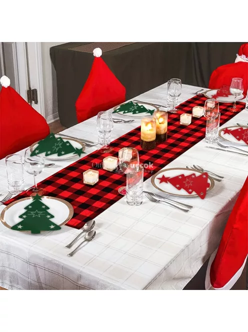 10 darab Nemez Evőeszköz Tartó Karácsonyfához, Piros és Zöld Karácsonyi Filc Evőeszköz Táska Ünnepi Vacsorapartik Dekorációhoz - Zöld