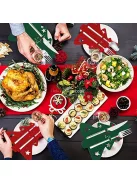 10 darab Nemez Evőeszköz Tartó Karácsonyfához, Piros és Zöld Karácsonyi Filc Evőeszköz Táska Ünnepi Vacsorapartik Dekorációhoz - Zöld