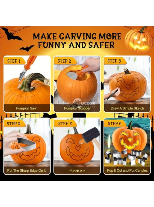 Rozsdamentes acél Halloween tökfaragó készlet - Tartós és Precíz Eszközök Ünnepi Díszítéshez