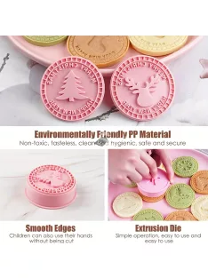   9 darabos karácsonyi 3D dombornyomó süteményvágó készlet - rajzfilm préselhető kekszformák DIY sütibélyegzők konyhai kiegészítők péksüteményekhez