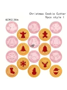 9 darabos karácsonyi 3D dombornyomó süteményvágó készlet - rajzfilm préselhető kekszformák DIY sütibélyegzők konyhai kiegészítők péksüteményekhez