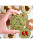 9 darabos karácsonyi 3D dombornyomó süteményvágó készlet - rajzfilm préselhető kekszformák DIY sütibélyegzők konyhai kiegészítők péksüteményekhez