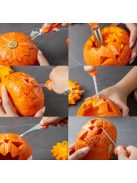 7 részes rozsdamentes acél tökfaragó késkészlet tároló táskával - Ideális Halloweeni tök dekorációhoz és faragáshoz