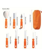 7 részes rozsdamentes acél tökfaragó késkészlet tároló táskával - Ideális Halloweeni tök dekorációhoz és faragáshoz