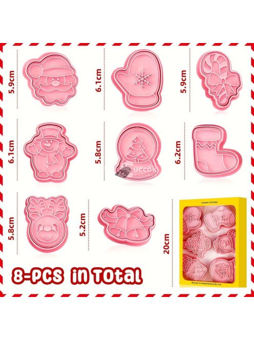8 részes karácsonyi süti kiszúró készlet - ünnepi süteményformázók sütéshez