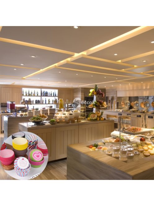 100 db-os Olajálló Élelmiszerbiztonságos Cupcake és Muffin Papír Sütőformák Vegyes Mintákkal Konyhai Használatra