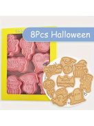 8 db-os Halloween süti kiszúró készlet, tartós műanyag kekszformák sütéshez és dekoráláshoz