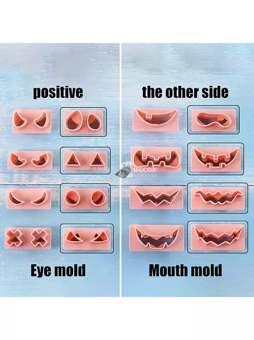 10 darabos Halloween Tök Alakú Rozsdamentes Acél Süteményszaggató Készlet Sütéshez és Dekoráláshoz
