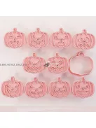 10 darabos Halloween Tök Alakú Rozsdamentes Acél Süteményszaggató Készlet Sütéshez és Dekoráláshoz
