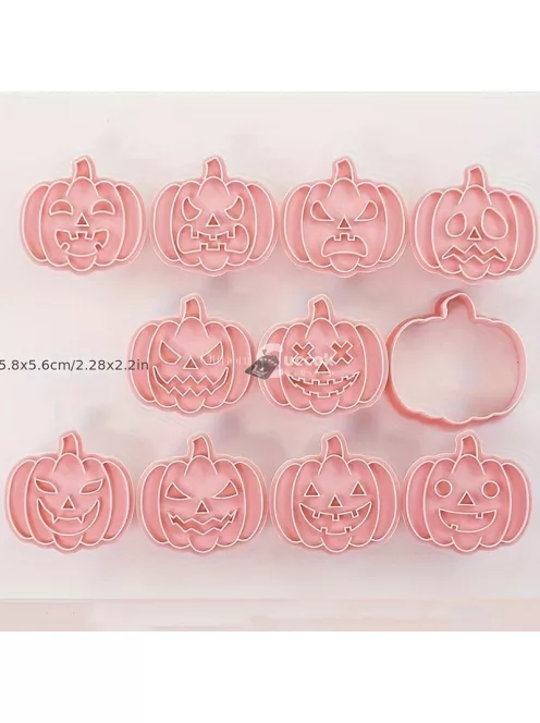 10 darabos Halloween Tök Alakú Rozsdamentes Acél Süteményszaggató Készlet Sütéshez és Dekoráláshoz