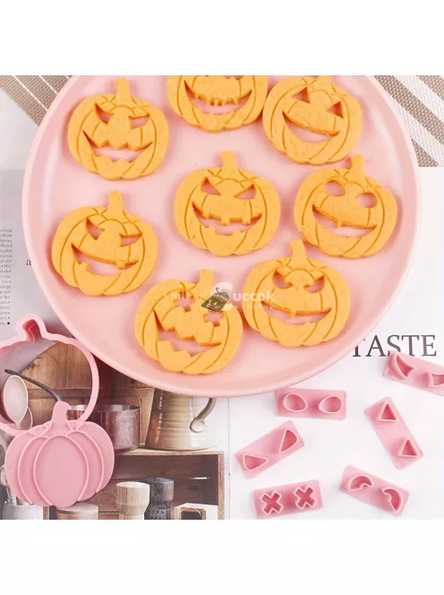 10 darabos Halloween Tök Alakú Rozsdamentes Acél Süteményszaggató Készlet Sütéshez és Dekoráláshoz