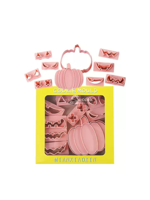 10 darabos Halloween Tök Alakú Rozsdamentes Acél Süteményszaggató Készlet Sütéshez és Dekoráláshoz