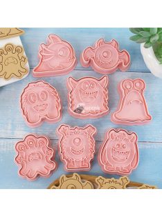   8 darabos Halloween szörny süti kiszúró készlet sütéshez és dekoráláshoz