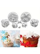 3 részes hópehely alakú rugós kekszvágó készlet, műanyag karácsonyi témájú sütiformák ünnepi süteményekhez 3 db - durva hópehely