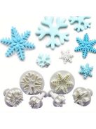 3 részes hópehely alakú rugós kekszvágó készlet, műanyag karácsonyi témájú sütiformák ünnepi süteményekhez 3 db - durva hópehely