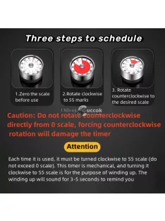   Rozsdamentes Acél Konyhai Időzítő - 60 Perces Mechanikus Visszaszámlálás Főzéshez és Sütéshez