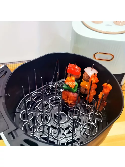 10 db-os élelmiszeripari minőségű rozsdamentes acél BBQ nyárs légkeveréses sütőhöz és sütőhöz