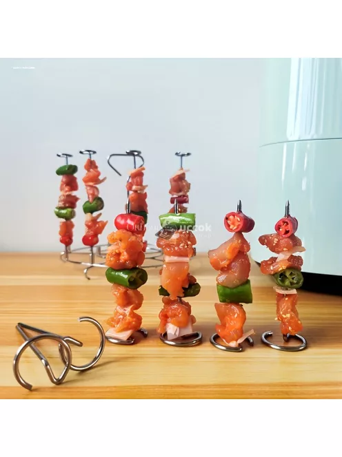 10 db-os élelmiszeripari minőségű rozsdamentes acél BBQ nyárs légkeveréses sütőhöz és sütőhöz