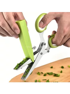   Sokoldalú 5 rétegű rozsdamentes acél konyhai olló – precíziós vágóeszköz többfunkciós konyhai használatra