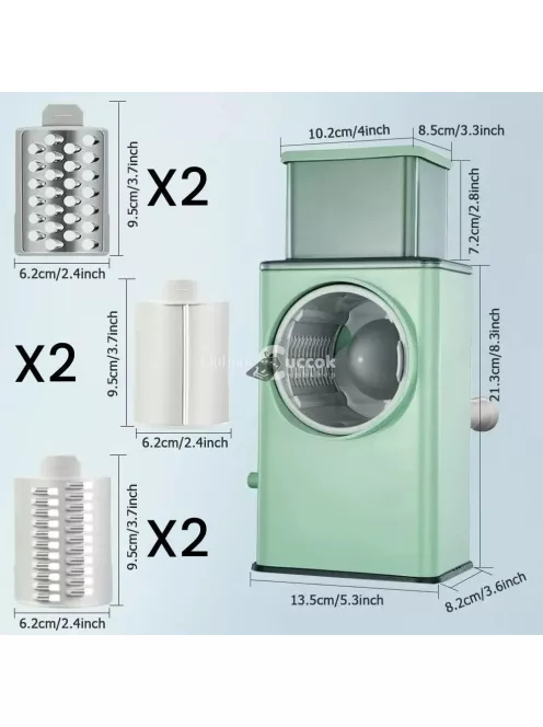 3 az 1-ben kézi forgó reszelő, rozsdamentes acél pengékkel, többfunkciós konyhai eszköz sajt, zöldség és dió reszeléséhez