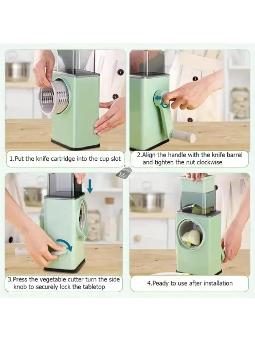 3 az 1-ben kézi forgó reszelő, rozsdamentes acél pengékkel, többfunkciós konyhai eszköz sajt, zöldség és dió reszeléséhez