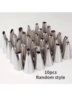   10 darabos Rozsdamentes Acél Tortadíszítő Készlet - DIY Cukormáz Fúvókák Süteményekhez és Péksüteményekhez, Konyhai Sütőeszközök Sütéshez és Dekoráláshoz