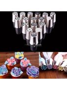 10 darabos Rozsdamentes Acél Tortadíszítő Készlet - DIY Cukormáz Fúvókák Süteményekhez és Péksüteményekhez, Konyhai Sütőeszközök Sütéshez és Dekoráláshoz