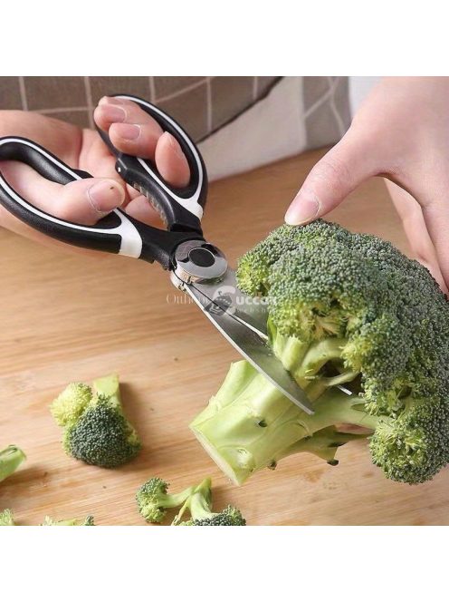 Multifunkcionális rozsdamentes acél konyhai olló - Baromfi olló dió- és üvegnyitóval - Alapvető ételkészítő eszköz csirke, kacsa és hal előkészítéséhez