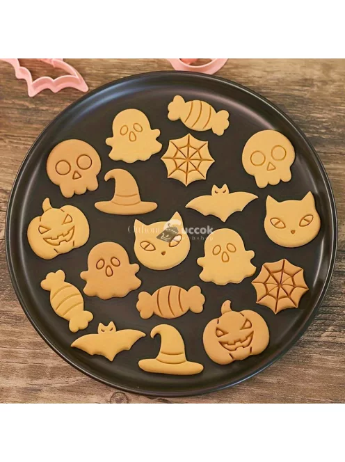 8 darabos Halloween Süteményszaggató és Kiszúró Készlet sütéshez