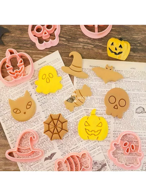 8 darabos Halloween Süteményszaggató és Kiszúró Készlet sütéshez