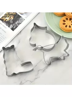   5db Rozsdamentes Acél Kitten Sütivágók Készlet - Aranyos Kawaii Macska Keksz Formák Pogácsaszaggató Sütőeszközök Konyhai Kiegészítők