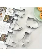 5db Rozsdamentes Acél Kitten Sütivágók Készlet - Aranyos Kawaii Macska Keksz Formák Pogácsaszaggató Sütőeszközök Konyhai Kiegészítők